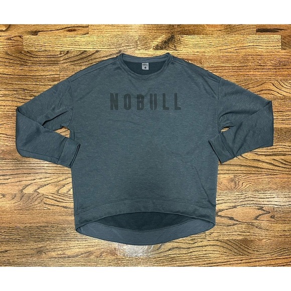 NO BULL Performance Crewneck Spellout Sweatshirt Fleece Grey Women's Sz S - Picture 1 of 7